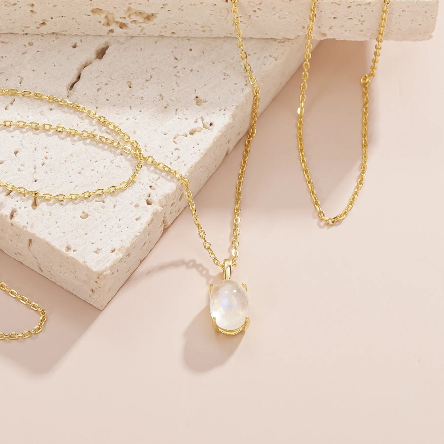 Necklace with a moonstone classic and simple birthstone necklace for mom