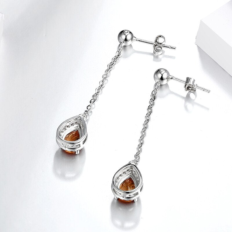 Zultanite earrings long drop silver