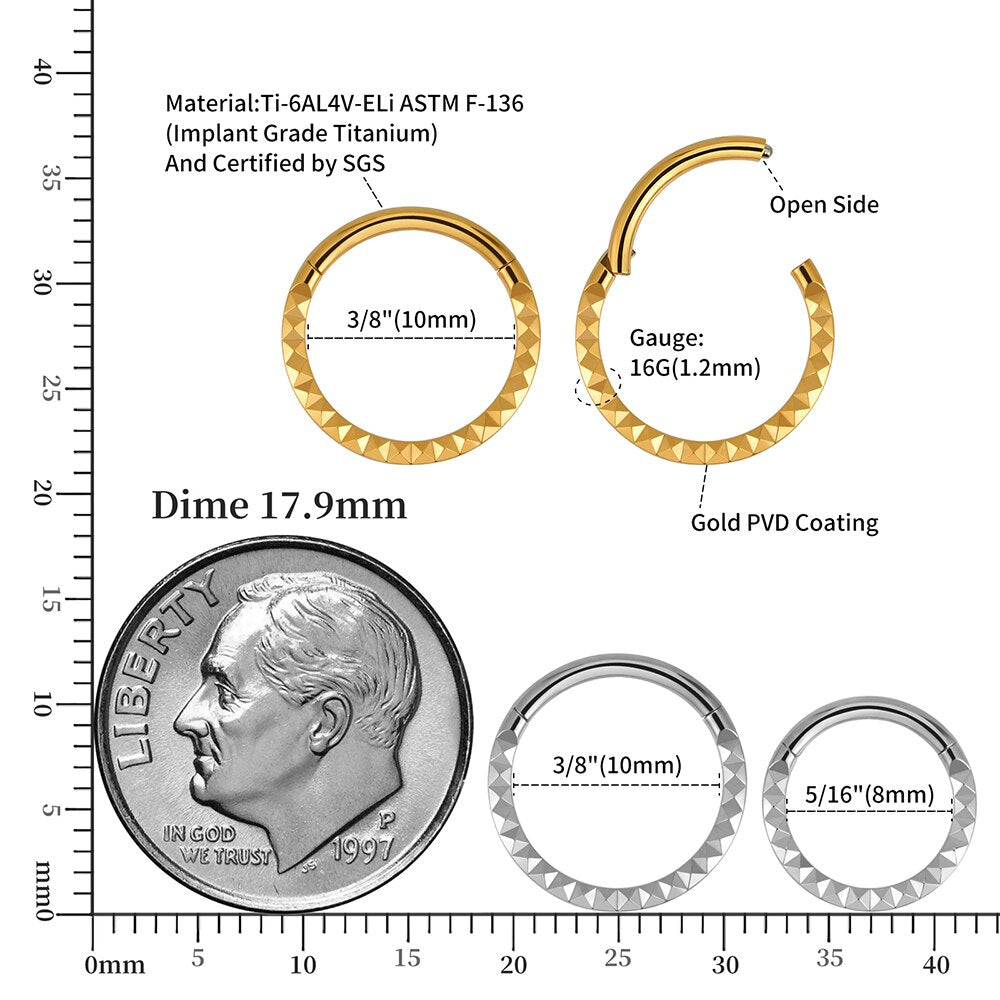 Gold nose ring 16 gauge made of titanium