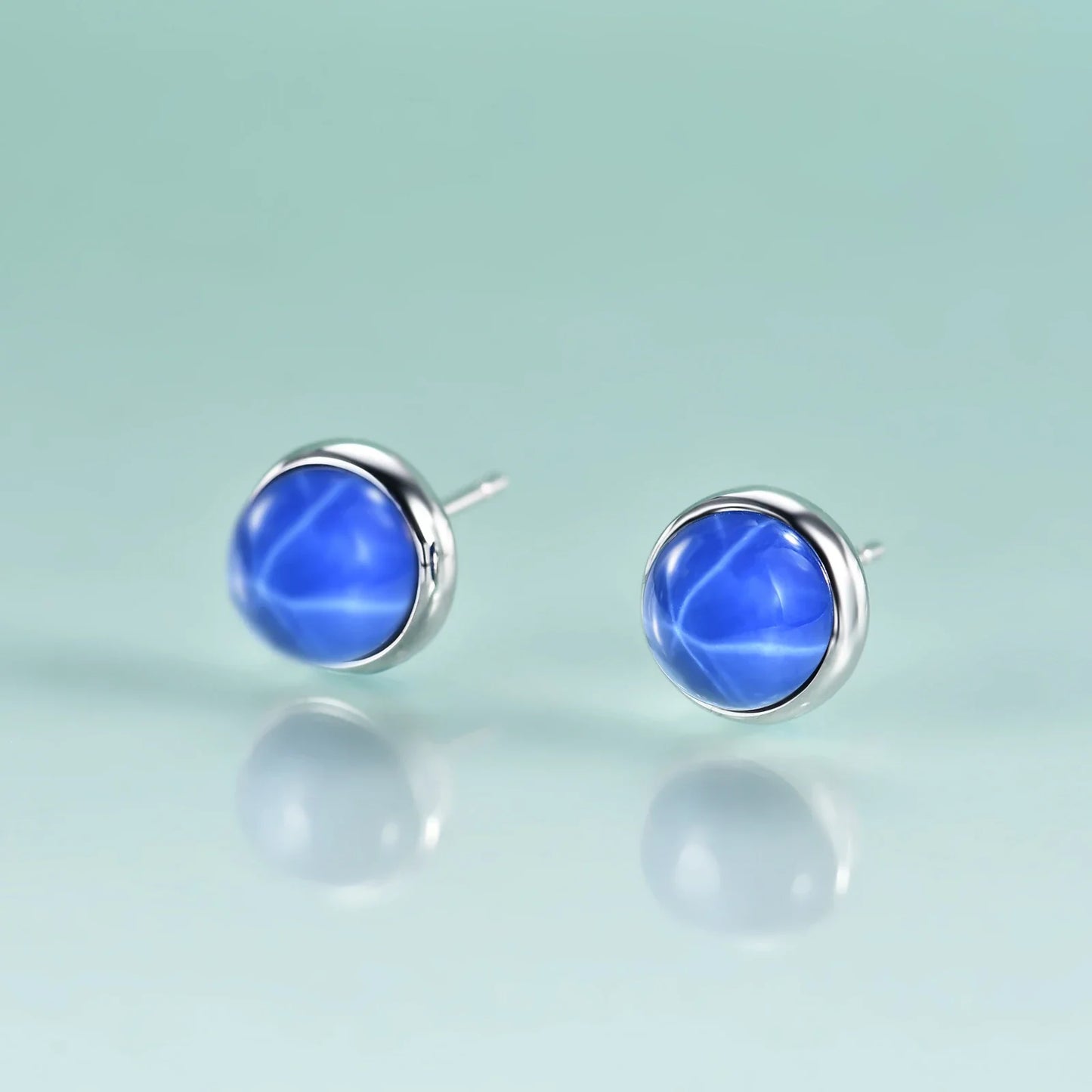 Star sapphire earrings blue ear studs cool ear studs for guys
