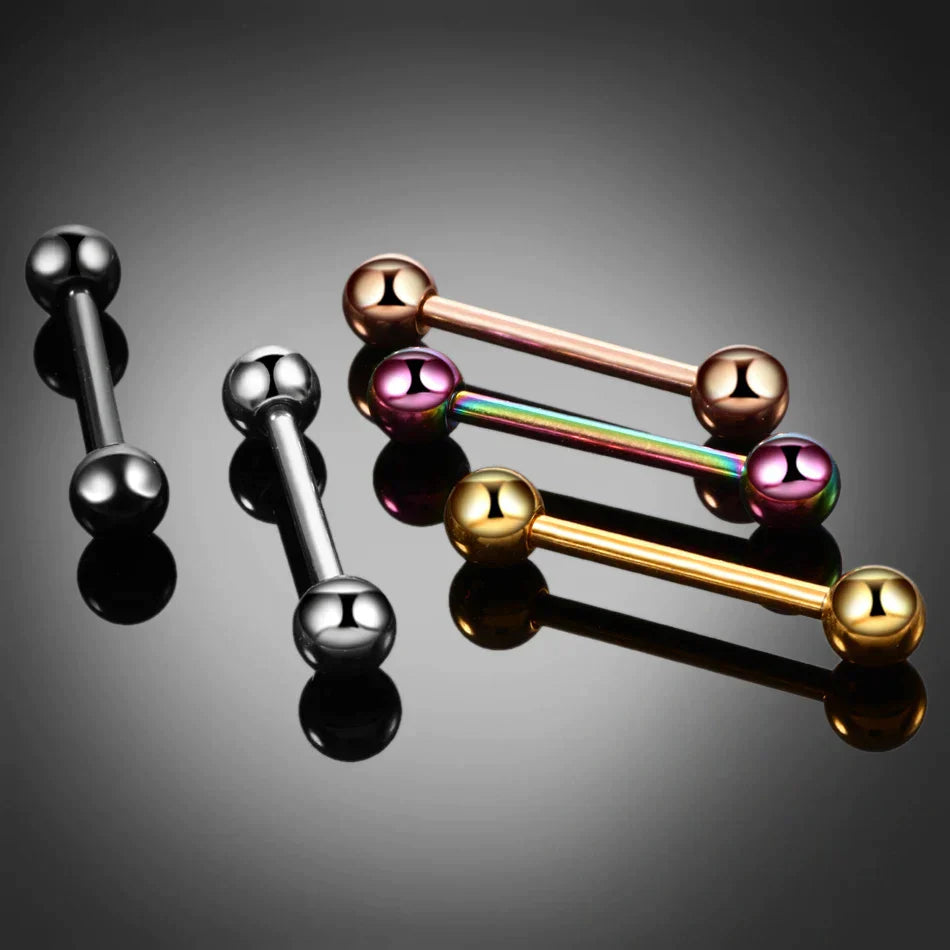 Industrial barbell titanium 16G 14G silver gold rose gold black rainbow male industrial piercing 34mm 36mm 38mm