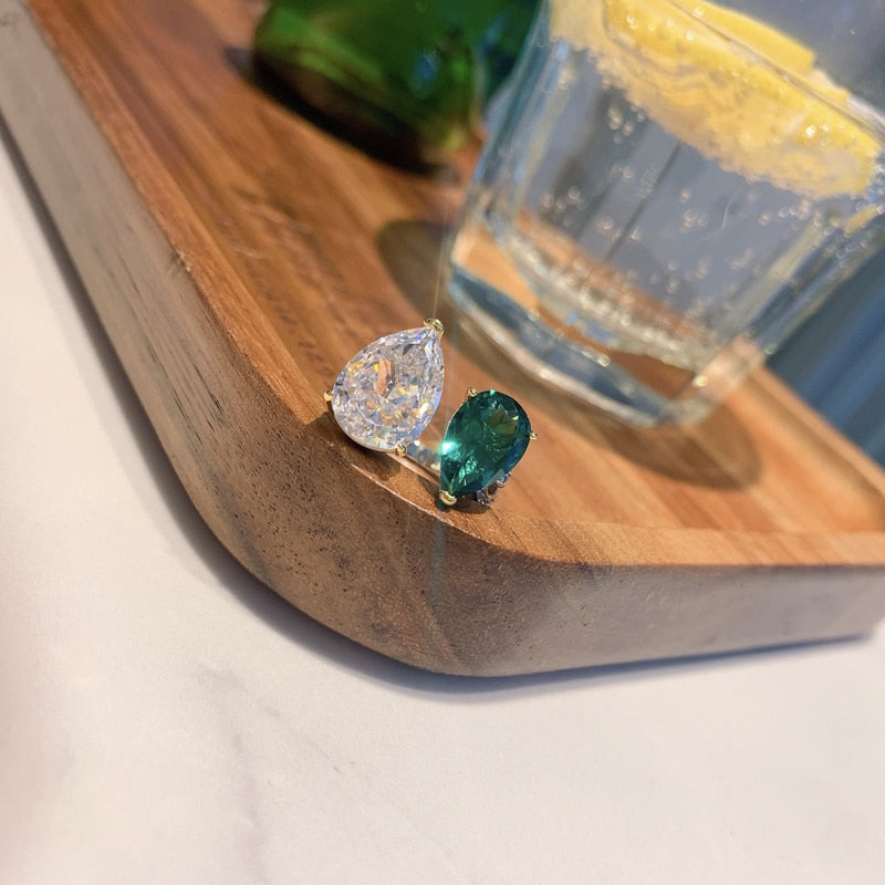 Emerald toi et moi ring vintage style