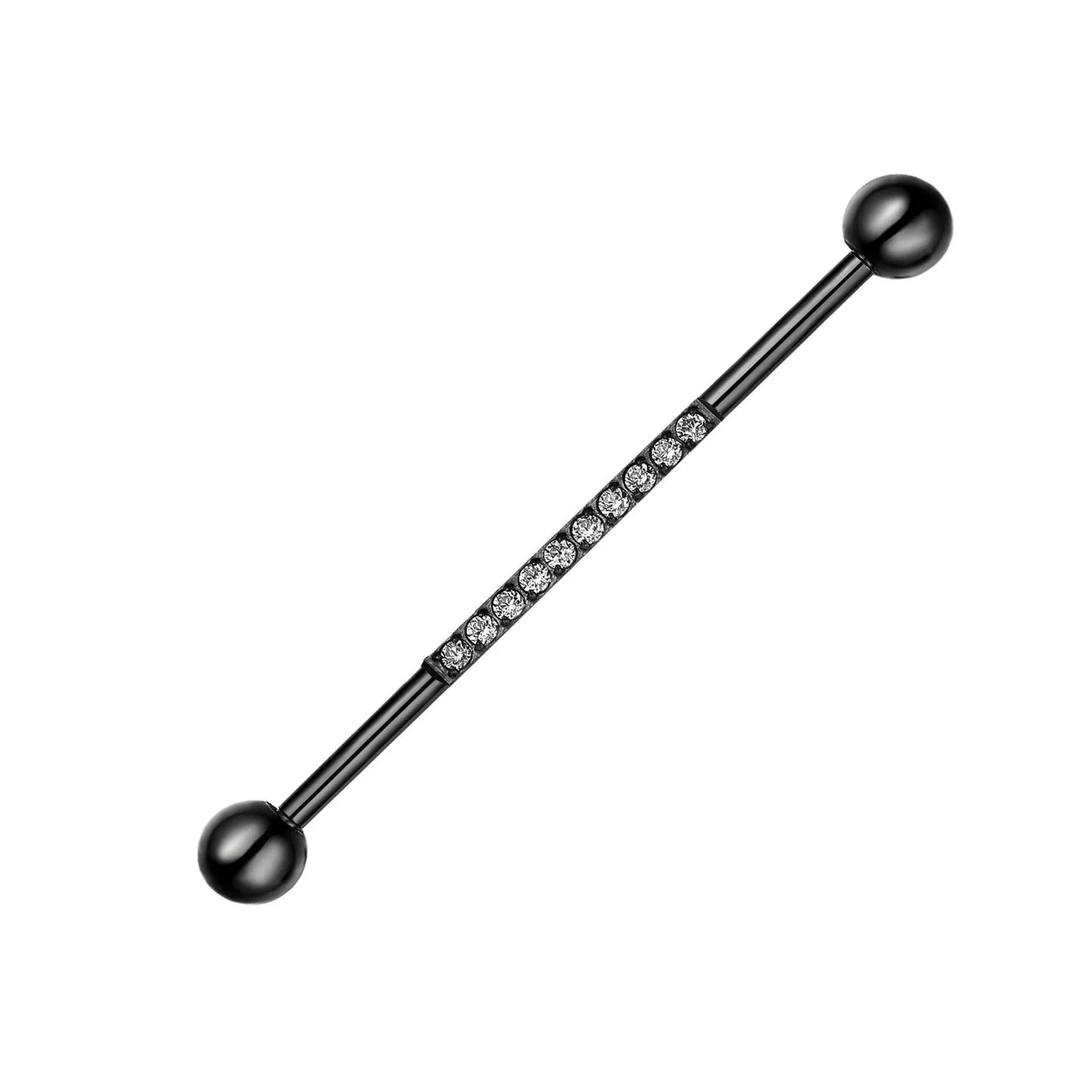 Industrial bar piercing cute with CZ stones gold and silver titanium 14G industrial barbell
