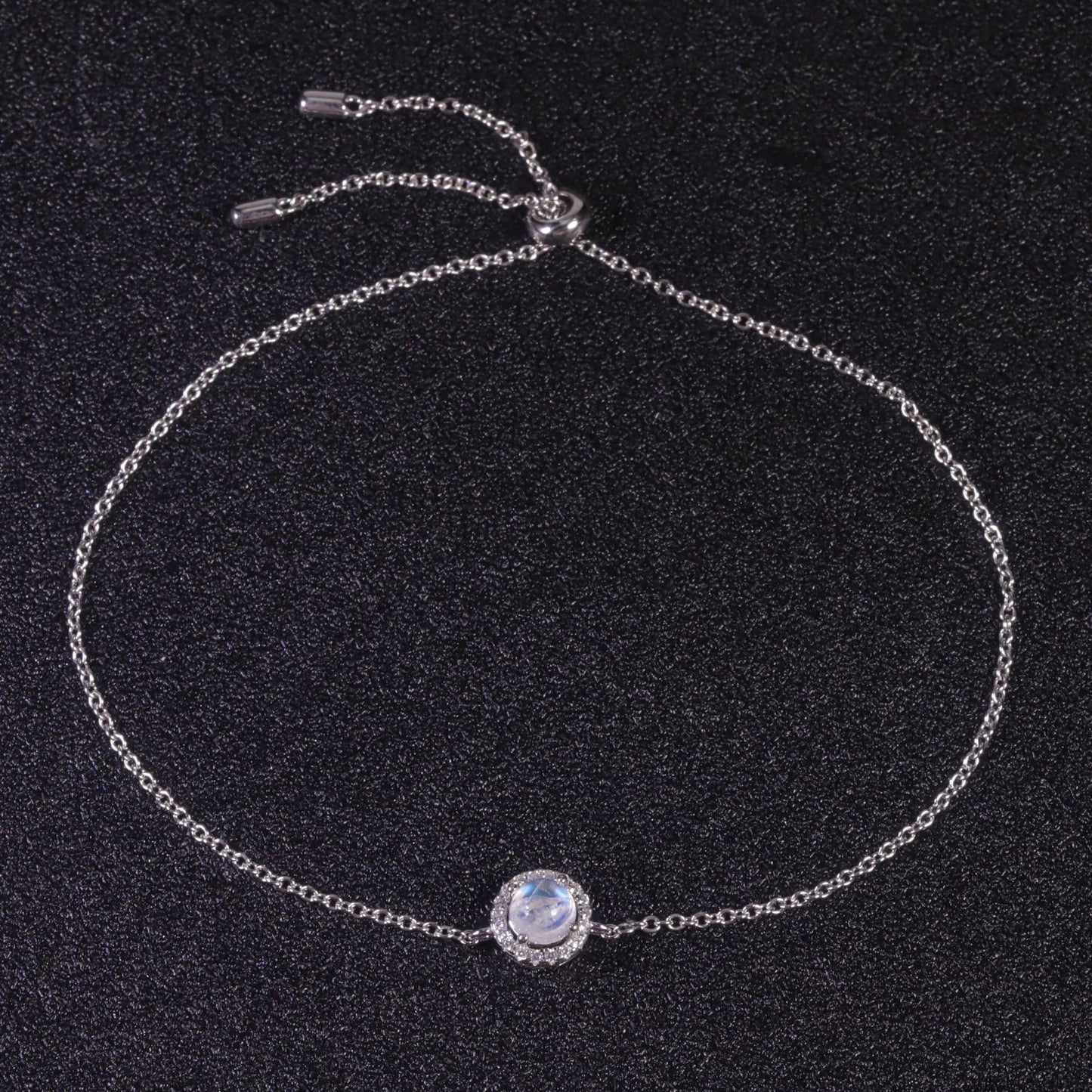 Moonstone bracelet with a round moonstone dainty and classic charm bracelet for women silver bracelet