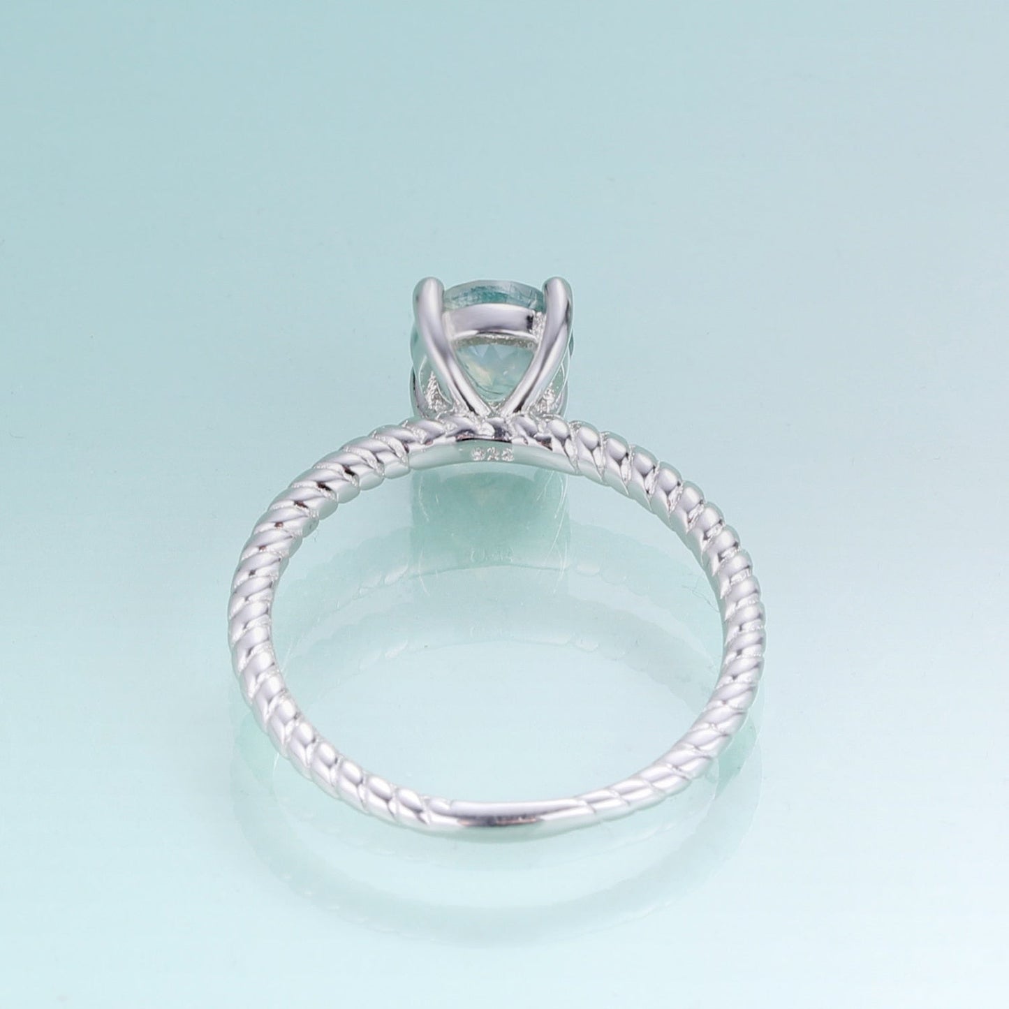 Women's moss agate ring solitaire ring minimalist and dainty in silver