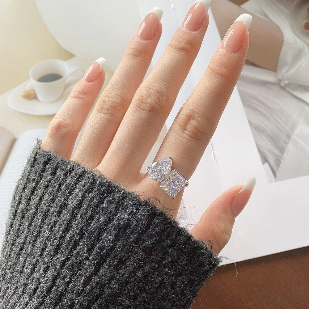 Moi et toi ring pink and clear engagement ring