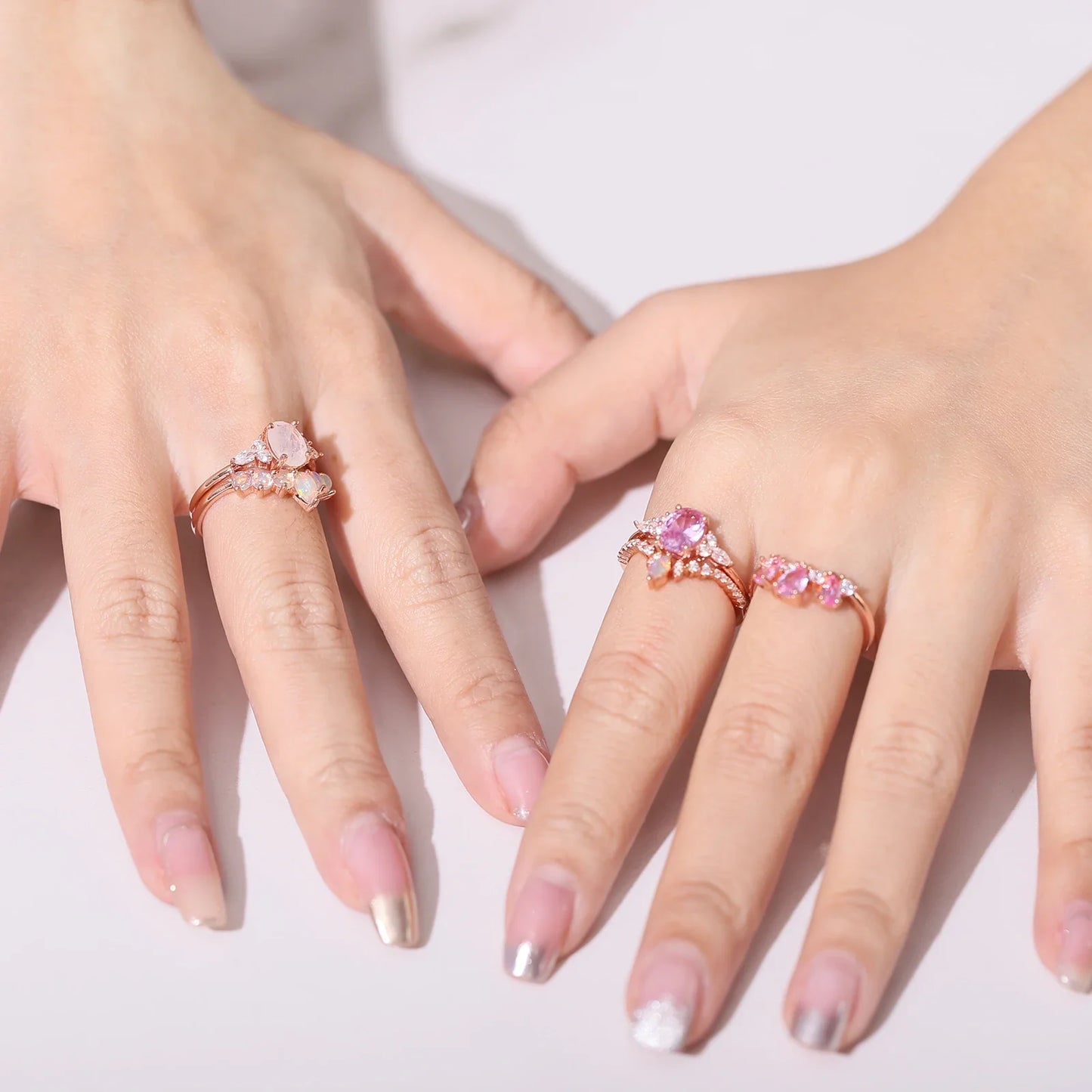 Black rutilated quartz promise ring 14K rose gold antique looking gothic engagement ring