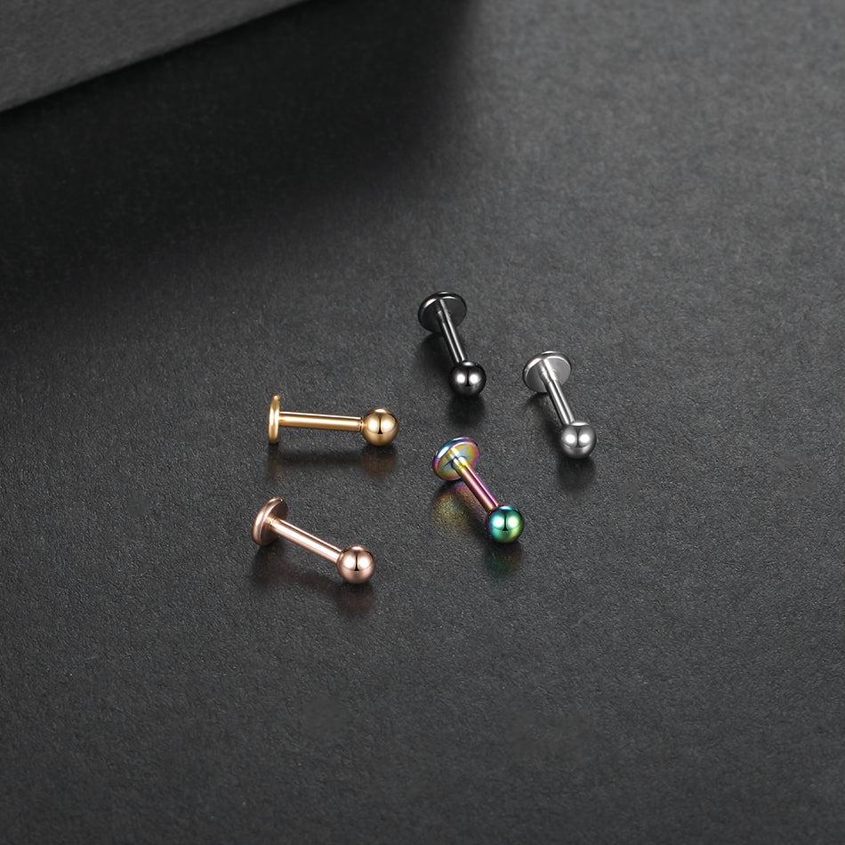 Flat back nose stud with a ball titanium