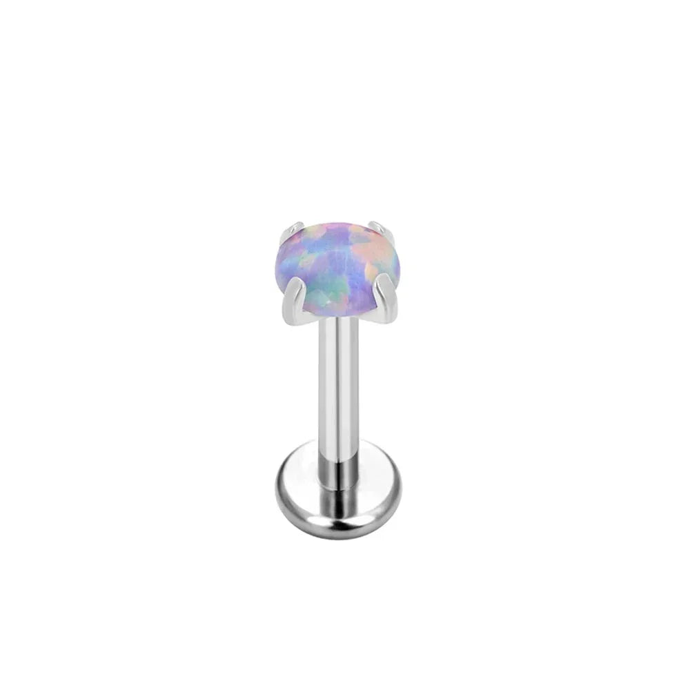 Opal medusa piercing with white blue purple opal cute and tiny titanium lip stud nose stud ear stud