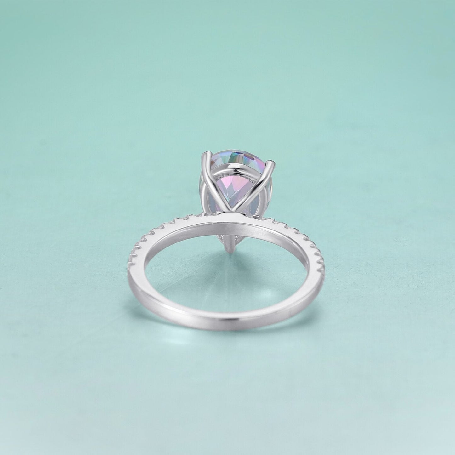 Rainbow quartz ring with a natural rainbow quartz stone