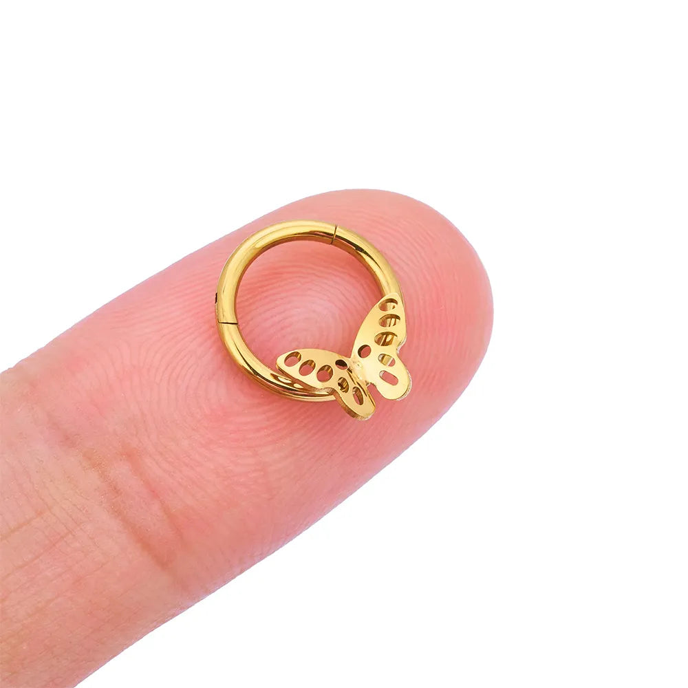 Butterfly septum ring titanium butterfly wings butterfly nose piercing