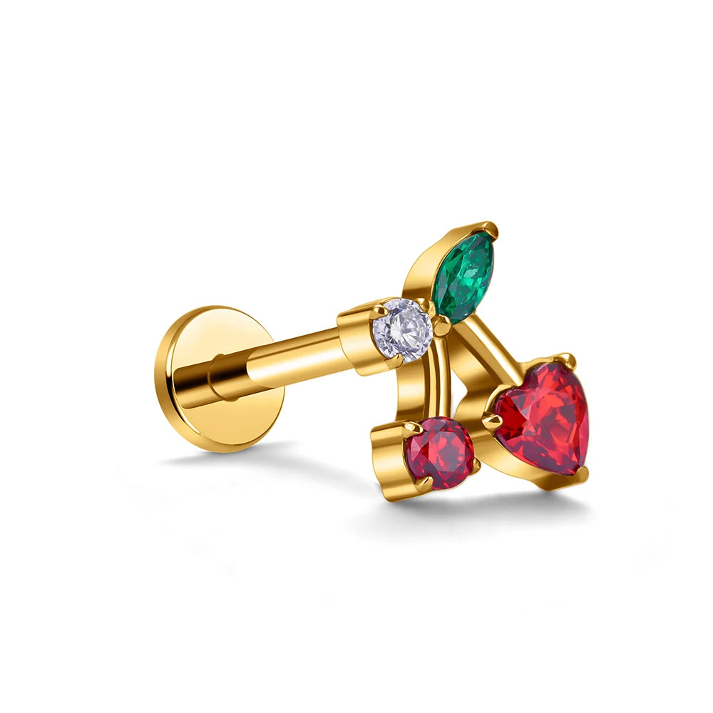 Cherry nose stud titanium cherry stud earring cute nose studs