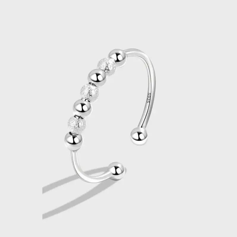 Beaded fidget ring sterling silver anxiety ring worry ring