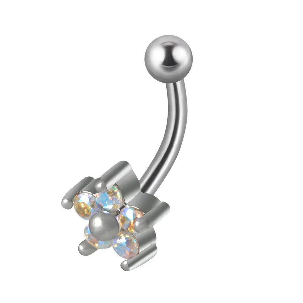 Cute jestrum piercing with clear pink rainbow diamond titanium curved barbell