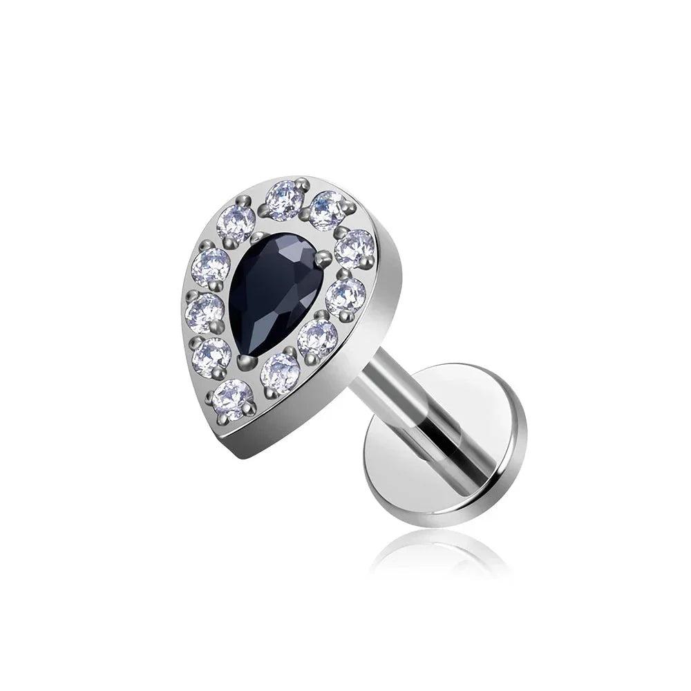 Feminine and classy medusa piercing with clear pink purple blue black diamond CZ titanium stud