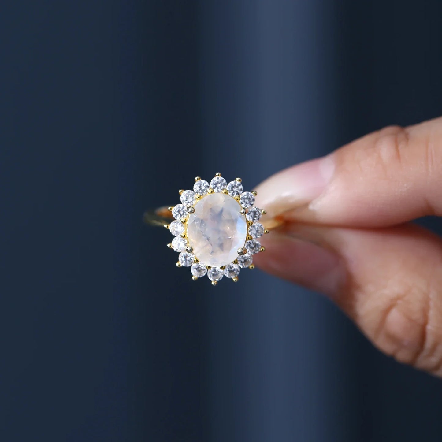 Moonstone ring vintage style moonstone engagement ring Princess Diana ring