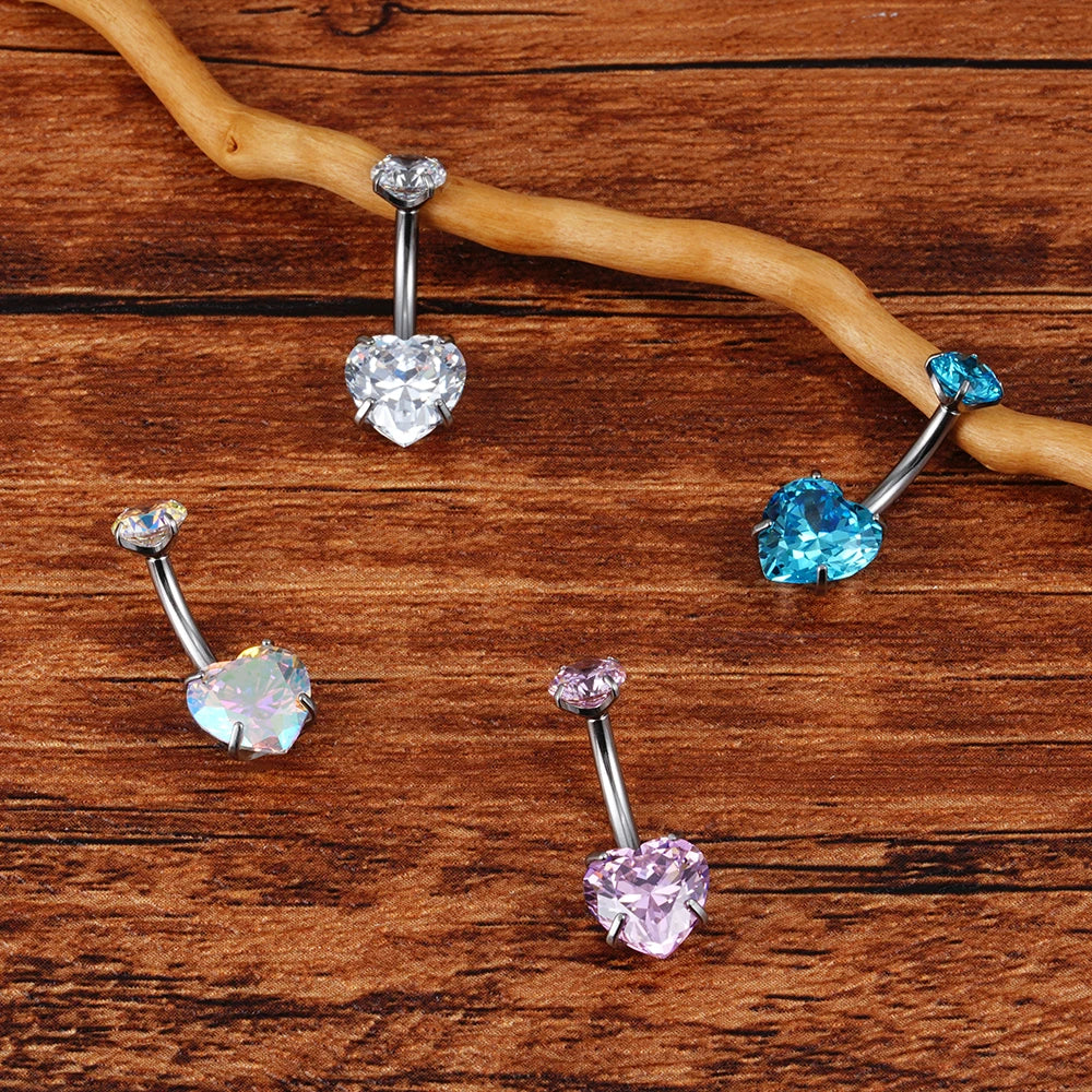 Heart belly ring titanium heart-shaped belly ring 14G heart belly piercing