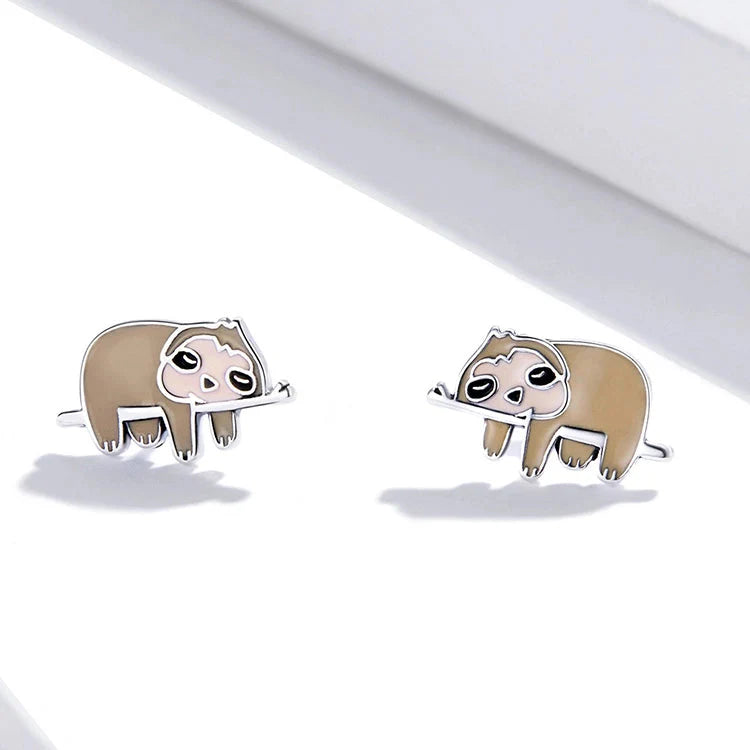 Sloth earrings cute and unique made of sterling silver