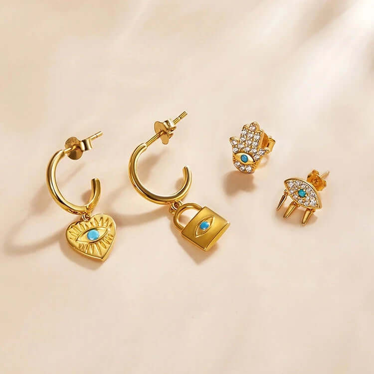 Evil eye and lock earring