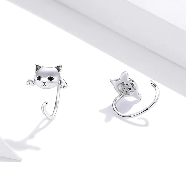 Cute cat earrings sterling silver