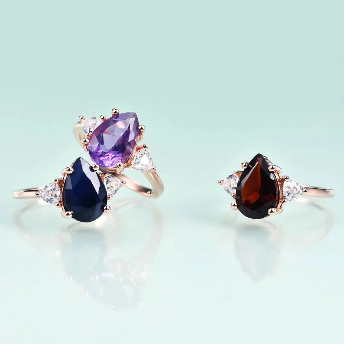 Rose gold amethyst ring with a purple amethyst sterling silver amethyst engagement ring