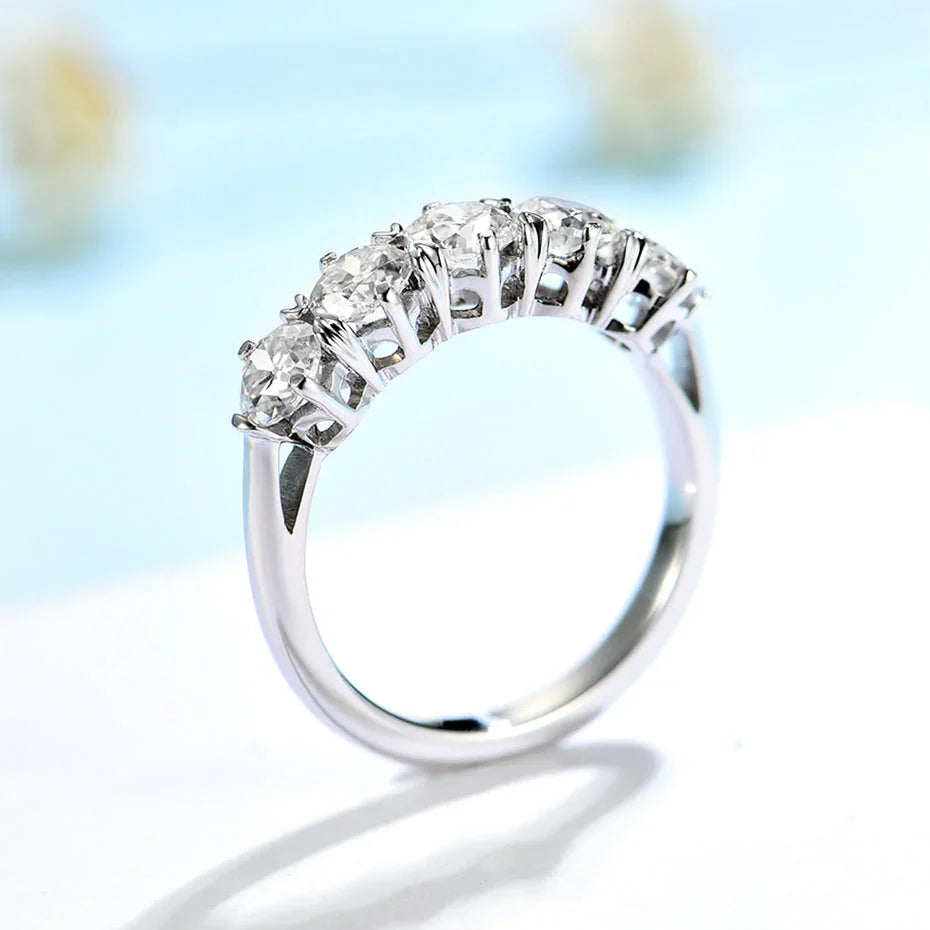 1.5 carat moissanite ring with brilliant cut stones in silver setting, RosaryMilano jewelry
