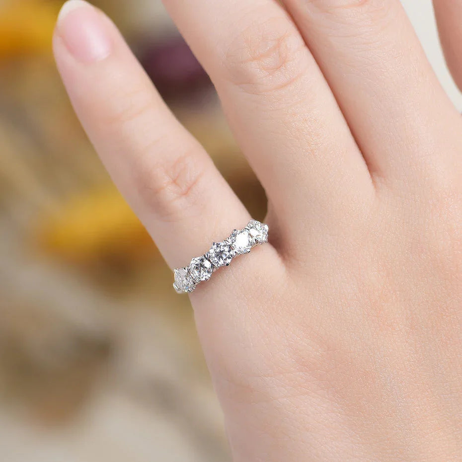 Brilliant cut moissanite ring on hand, elegant fashion jewelry from Rosary Milano