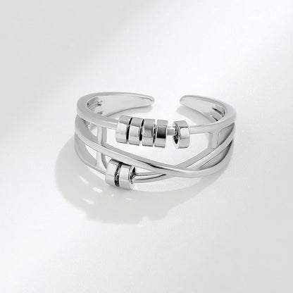 Fidget bead ring anti-stress sterling silver