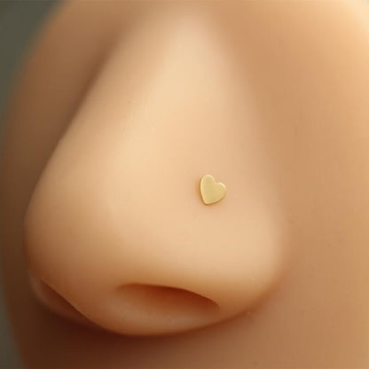 14K gold heart nose stud L shaped