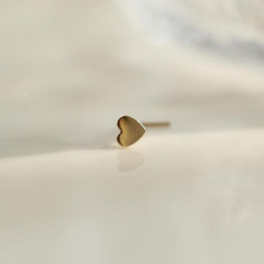 14K gold heart nose stud L shaped