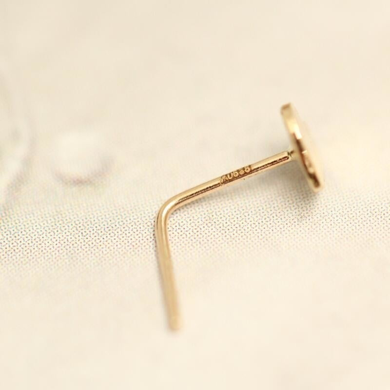 14K gold heart nose stud L shaped