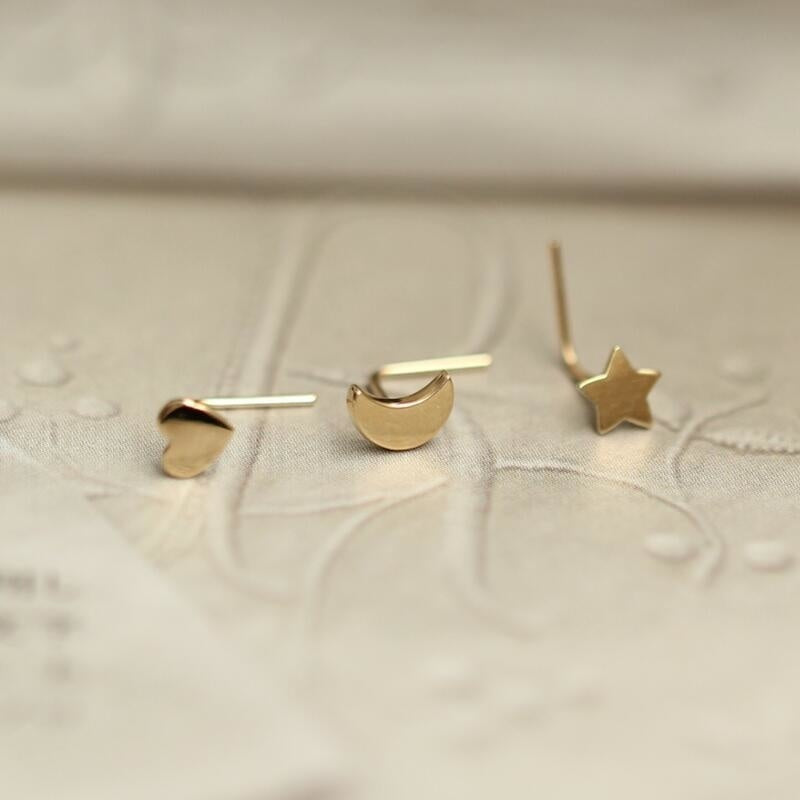 14K gold moon nose stud L shaped