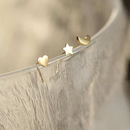 14K gold moon nose stud L shaped