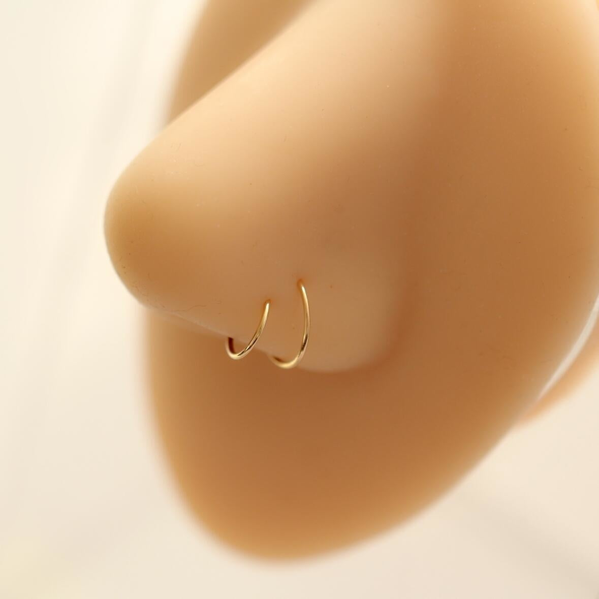 14K gold nose ring simple and minimalist