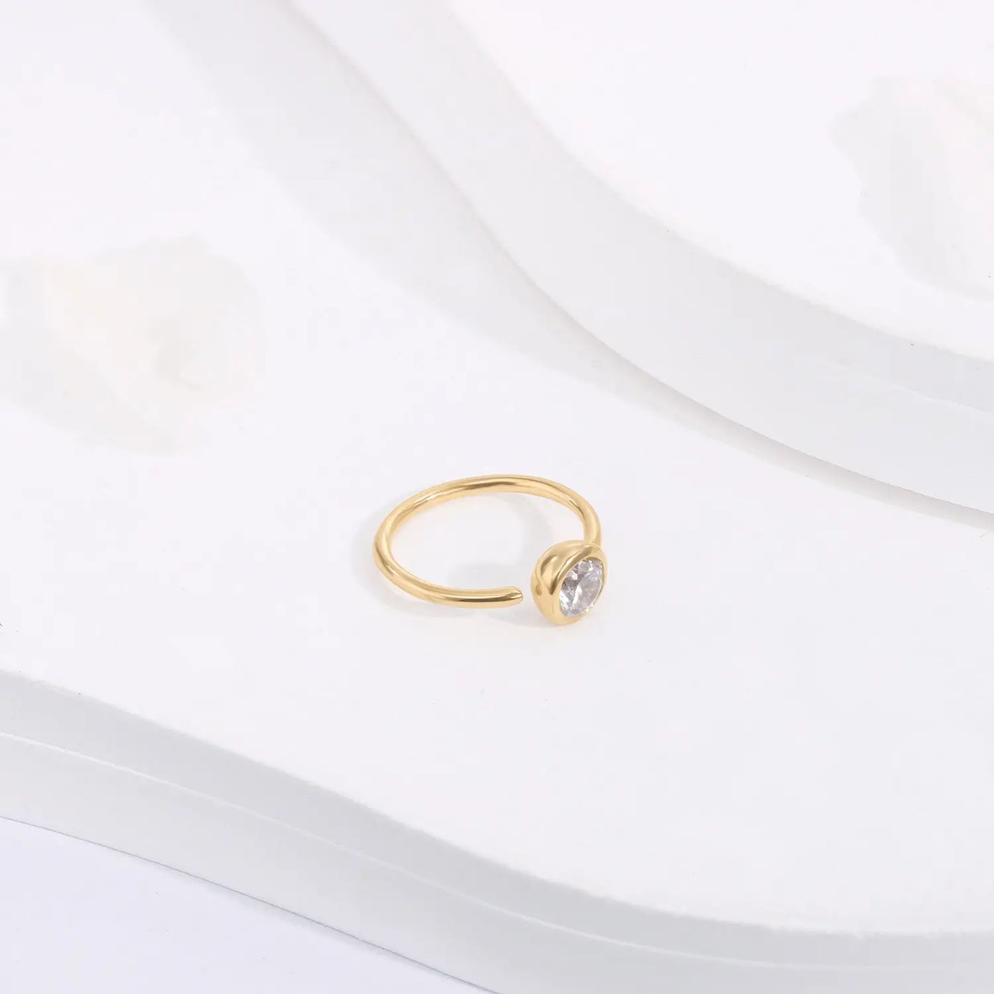 Real gold nose ring 14K solid gold with a diamond CZ stone nose piercing