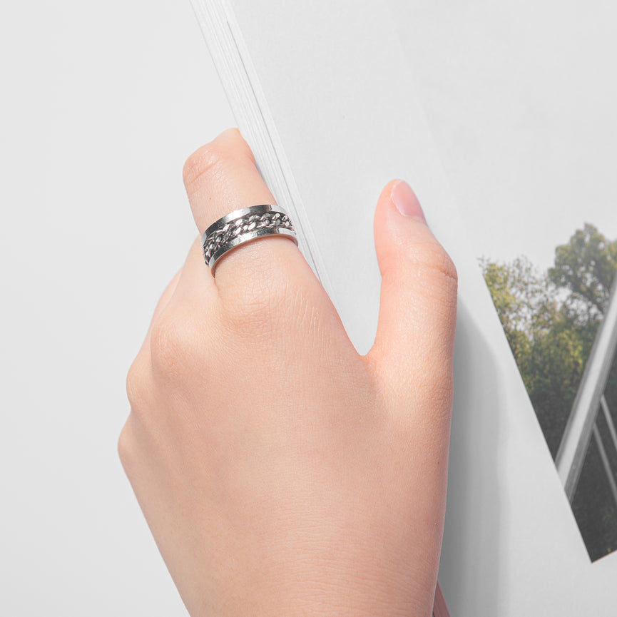 Rotatable bottle opener ring silver