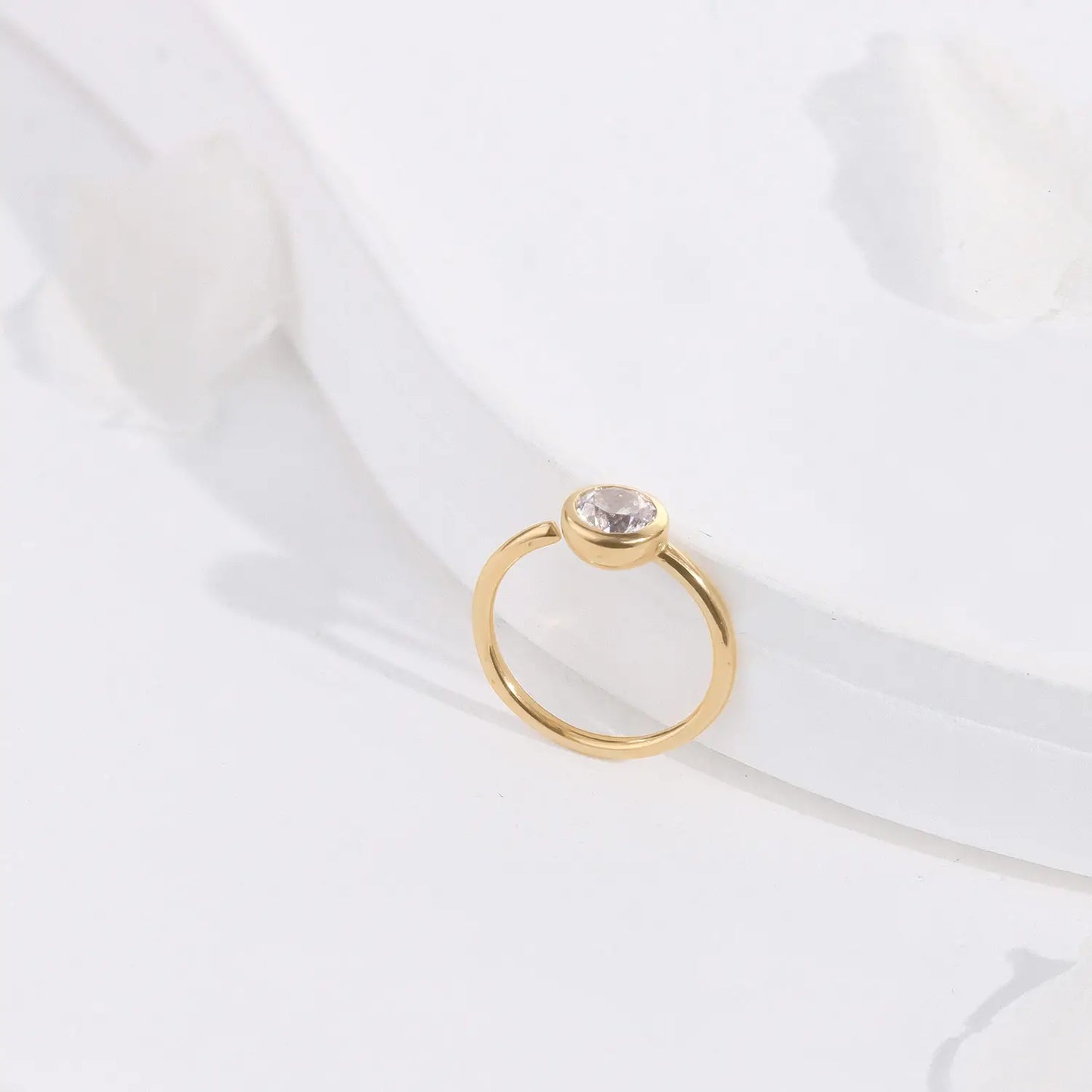 Real gold nose ring 14K solid gold with a diamond CZ stone nose piercing