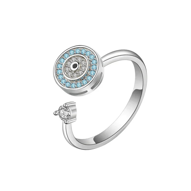 Worry ring with a Turkish evil eye sterling silver