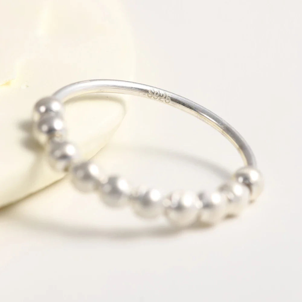 Sterling silver anxiety ring with beads