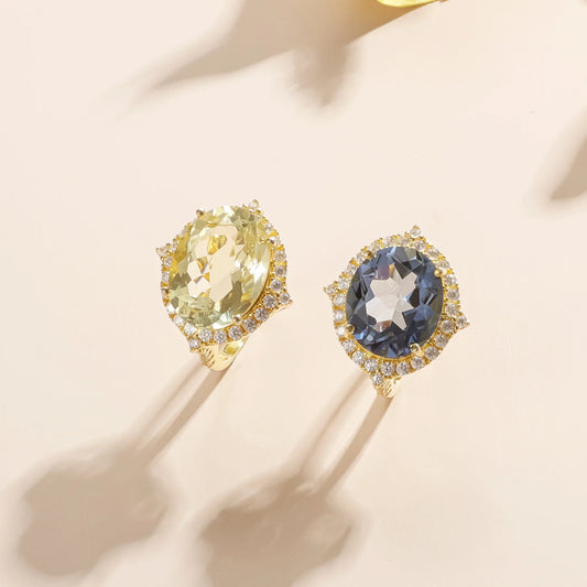 Mystic quartz ring engagement ring with a large blue mystic quartz propose ring unique ring