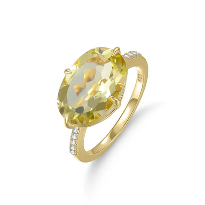Cocktail rings with large oval gemstones amethyst topaz citrine lemon quartz mystic quartz