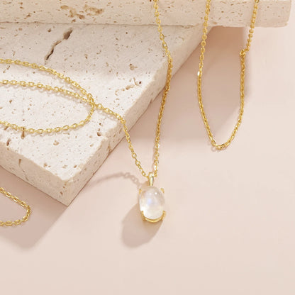 Necklace with a moonstone classic and simple birthstone necklace for mom