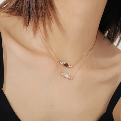 Moissanite pendant necklace with a marquise clear stone necklace for girlfriend