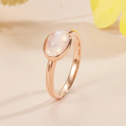 Moonstone bezel ring with an oval moonstone rose gold ring mother's ring