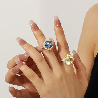 Mystic quartz ring engagement ring with a large blue mystic quartz propose ring unique ring