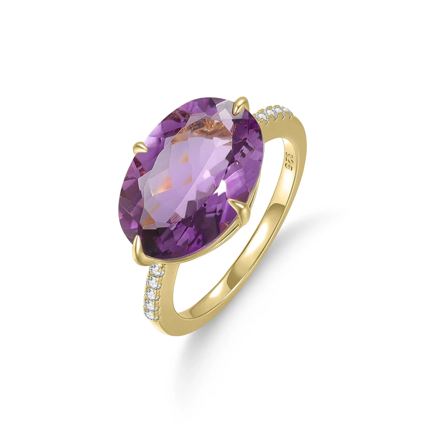 Cocktail rings with large oval gemstones amethyst topaz citrine lemon quartz mystic quartz