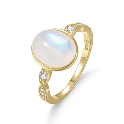 Big moonstone ring with a huge moonstone and cz cocktail ring birthstone ring