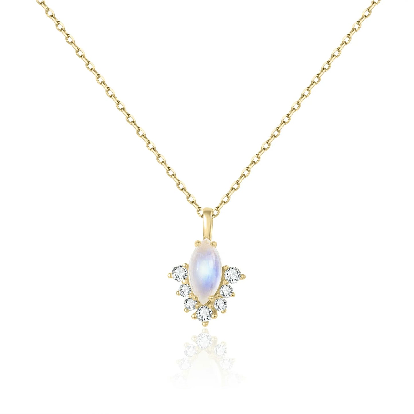 Dainty moonstone necklace with diamond cz stones cute necklace