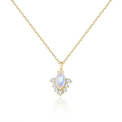 Dainty moonstone necklace with diamond cz stones cute necklace