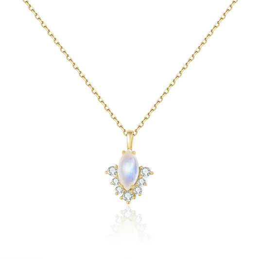 Dainty moonstone necklace with diamond cz stones cute necklace